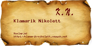 Klamarik Nikolett névjegykártya